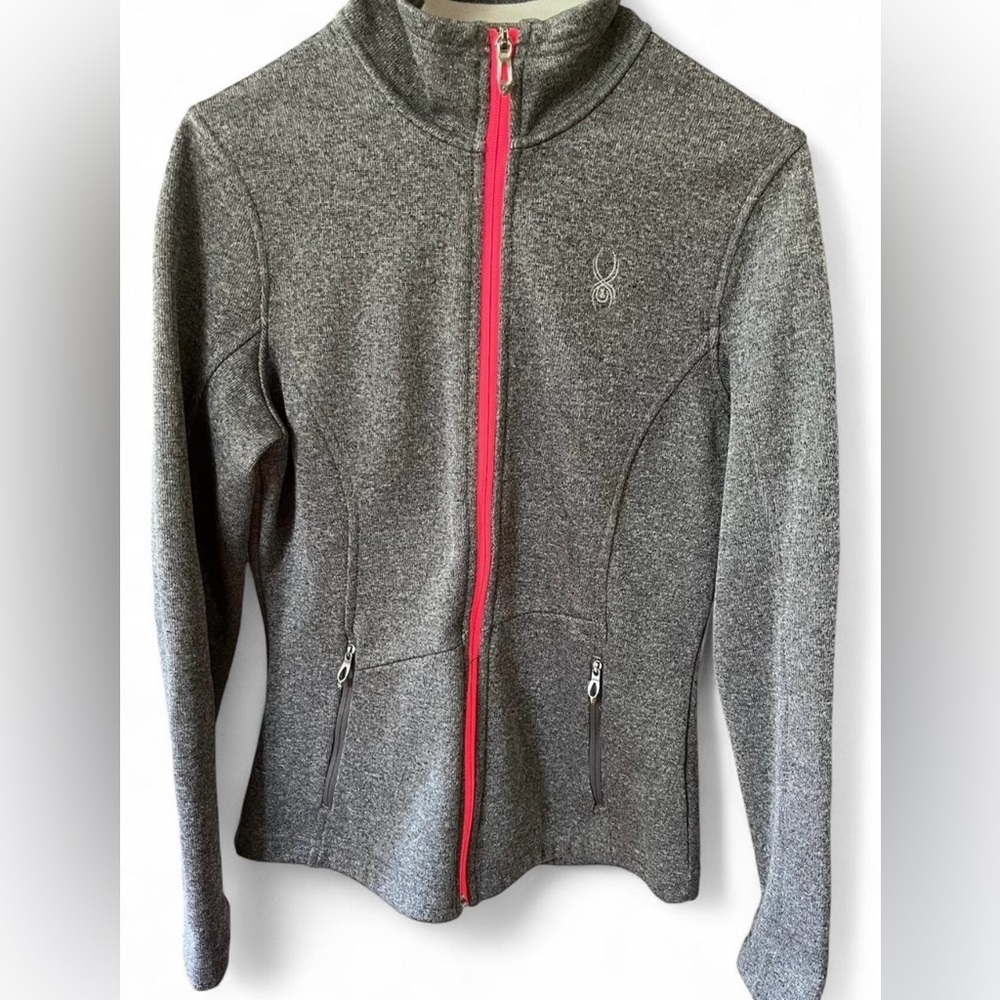 Spyder Women's Gray Fleece Jacket with Pink Zipper Athleisure and Ski Approved